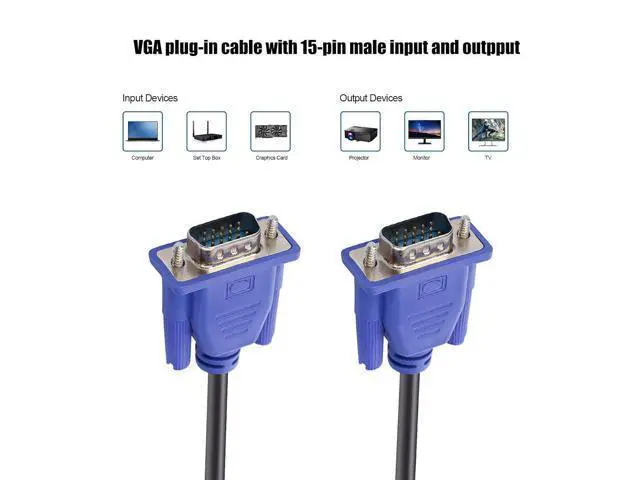 Alt view image 3 of 4 - Blue VGA Cable 15 Pin Male to Male Plug Computer Monitor Cable Wire Cord,4.92 Feet 66 ft./20m