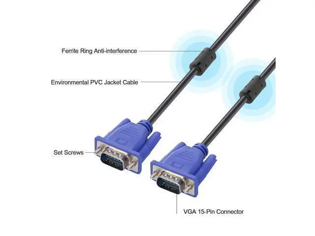 Alt view image 2 of 4 - Blue VGA Cable 15 Pin Male to Male Plug Computer Monitor Cable Wire Cord, 10 ft.
