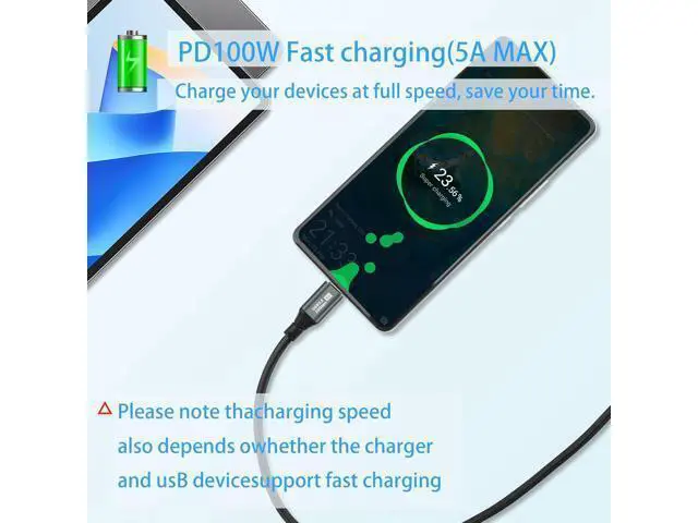 Alt view image 3 of 5 - Gen3.2 Type-C Data Cable Dual Type-C Cable 100W High Definition 8k Projection Screen Cable 20GB Full Phone Data Cable 1m