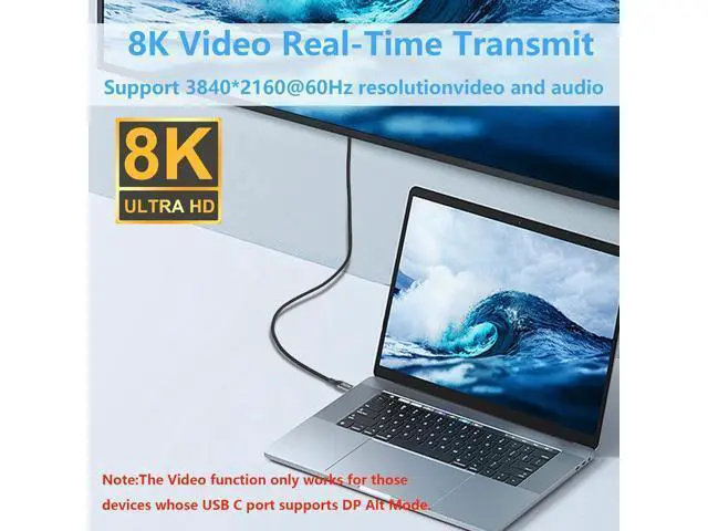 Alt view image 4 of 5 - Gen3.2 Type-C Data Cable Dual Type-C Cable 100W High Definition 8k Projection Screen Cable 20GB Full Phone Data Cable 2m