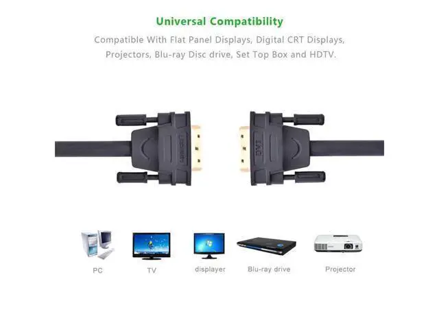 Alt view image 4 of 7 - (16.4ft/5m) DVI Extension cable,DVI-D 24+1 Dual Link Male to Male Digital Video Cable Gold Plated with Ferrite Core Support 2560x1600 and 3D for Gaming, DVD, Laptop, HDTV and Projector, 16.4 ft
