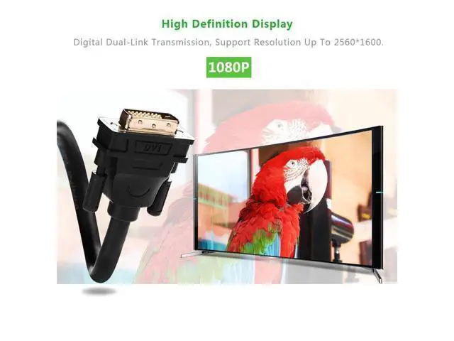 Alt view image 7 of 7 - (16.4ft/5m) DVI Extension cable,DVI-D 24+1 Dual Link Male to Male Digital Video Cable Gold Plated with Ferrite Core Support 2560x1600 and 3D for Gaming, DVD, Laptop, HDTV and Projector, 16.4 ft