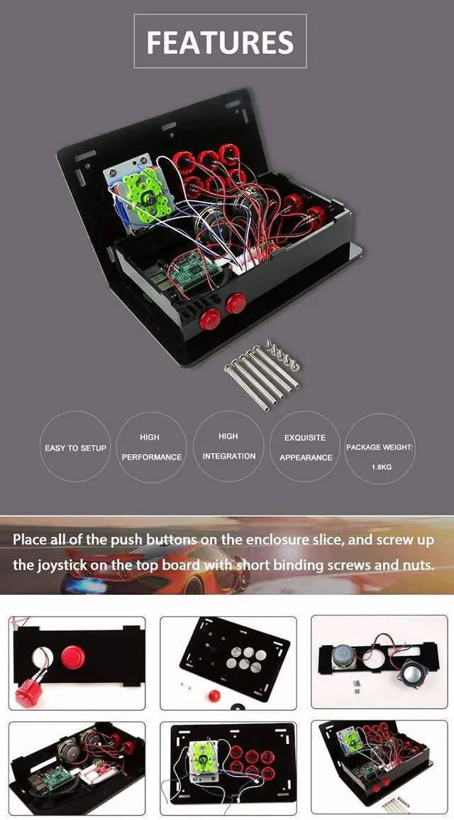 Alt view image 6 of 7 - 1pc DIY Retro Game Arcade Acrylic Kit for Raspberry Pi