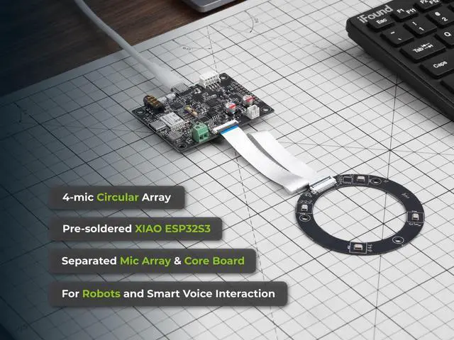 Alt view image 5 of 6 - 1pc reSpeaker Flex XVF3800 Circular-4 with XIAO ESP32S3 | AI Mic Array for Robotics and Embodied AI