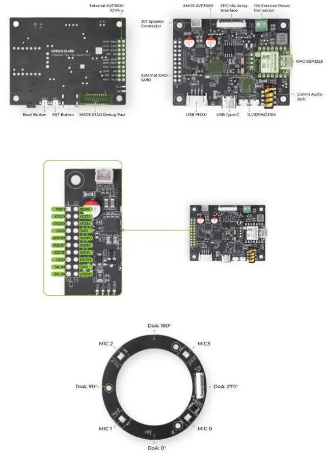 Alt view image 6 of 6 - 1pc reSpeaker Flex XVF3800 Circular-4 with XIAO ESP32S3 | AI Mic Array for Robotics and Embodied AI