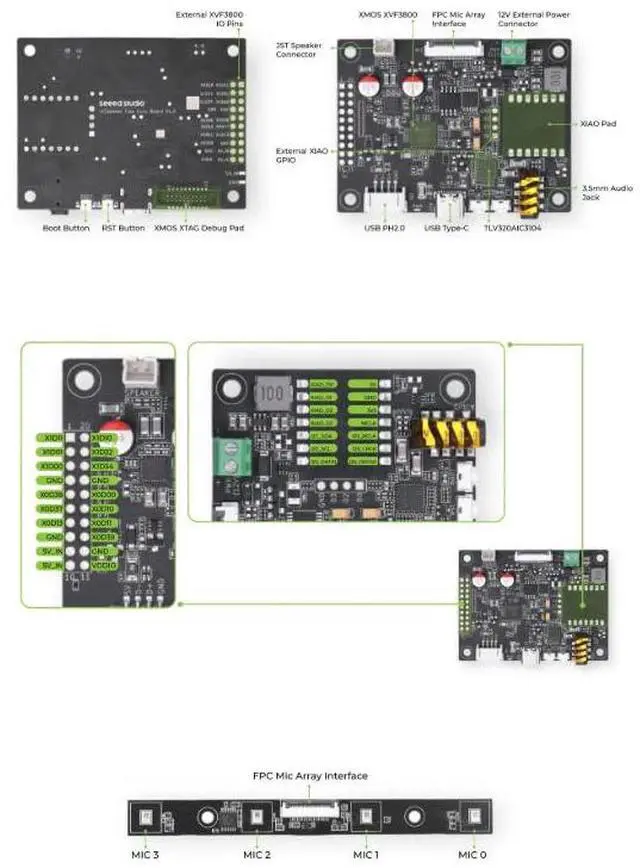 Alt view image 5 of 5 - 1pc reSpeaker Flex XVF3800 Linear-4 Without XIAO ESP32S3| AI Mic Array for Robotics and Embedded Applications