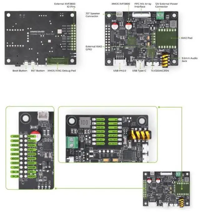 Alt view image 5 of 6 - reSpeaker Flex XVF3800 Circular-4 Without XIAO ESP32S3 | AI Mic Array for Robotics and Embedded Applications