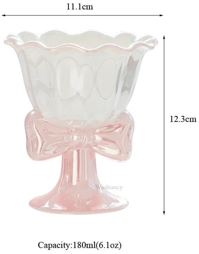 Alt view image 4 of 7 - Berjaya 6.1 oz/180 ml Bowknot Ice Cream Ceramic Cup Creative Flower Mug Dessert Goblet (white)