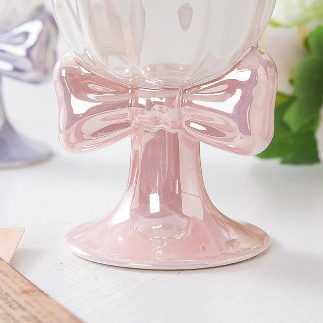 Alt view image 6 of 7 - Berjaya 6.1 oz/180 ml Bowknot Ice Cream Ceramic Cup Creative Flower Mug Dessert Goblet (white)