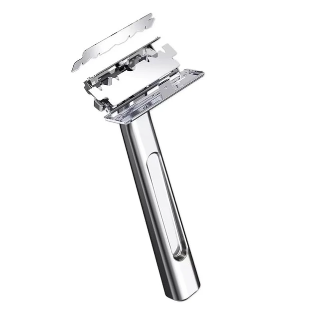 Alt view image 2 of 6 - Interchangeable Blade Double Razor All-Metal Shaver For Women And Men With 10 Stainless Steel Single-Edge Blades (Silver)