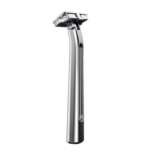 Alt view image 3 of 6 - Interchangeable Blade Double Razor All-Metal Shaver For Women And Men With 10 Stainless Steel Single-Edge Blades (Silver)