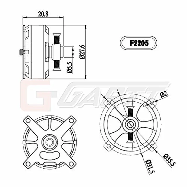 Alt view image 5 of 7 - F 2205 1500KV Brushless Outrunner Motor for F3P RC Fixed-Wing Aeroplane Airplane