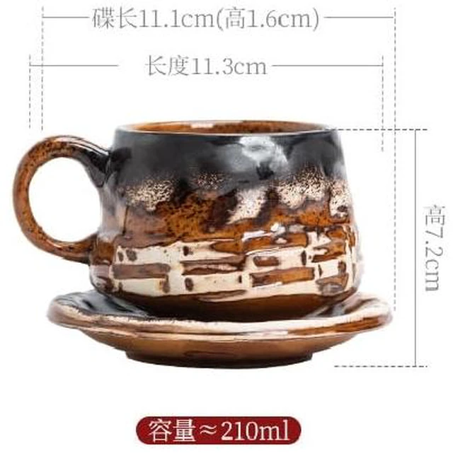 Alt view image 2 of 7 - Vintage coffee cup and saucer set Ceramic cup afternoon tea mug cappuccino latte