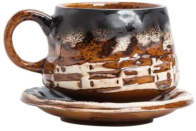 Main image of Vintage coffee cup and saucer set Ceramic cup afternoon tea mug cappuccino latte