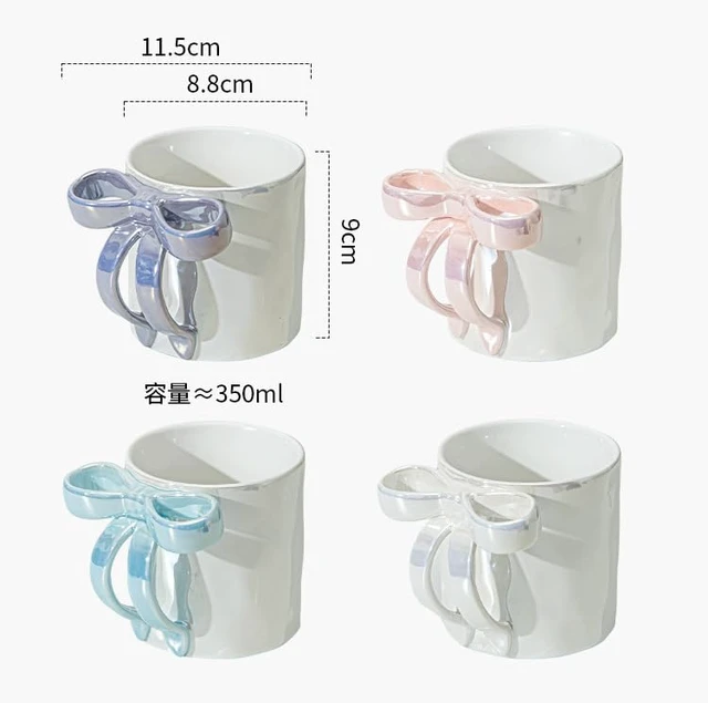 Alt view image 4 of 6 - 1pcs Handle Coffee Mug Creative Ceramic Cup with Bow Handle (blue)