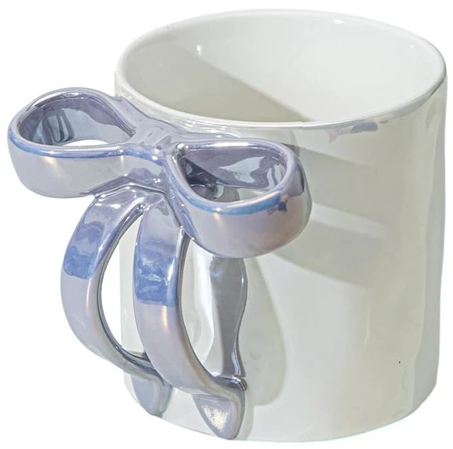 Alt view image 6 of 6 - 1pcs Handle Coffee Mug Creative Ceramic Cup with Bow Handle (blue)