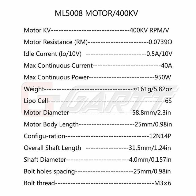 Alt view image 7 of 7 - GARTT ML 5008 400KV Brushless Motor for RC Multicopter Hexacopter T960 T810