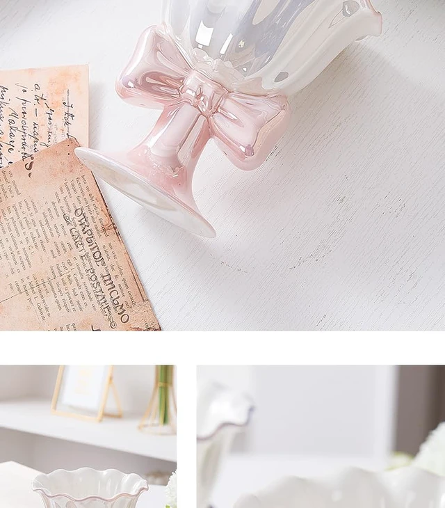 Alt view image 7 of 7 - Berjaya 6.1 oz/180 ml Bowknot Ice Cream Ceramic Cup Creative Flower Mug Dessert Goblet (Pink)