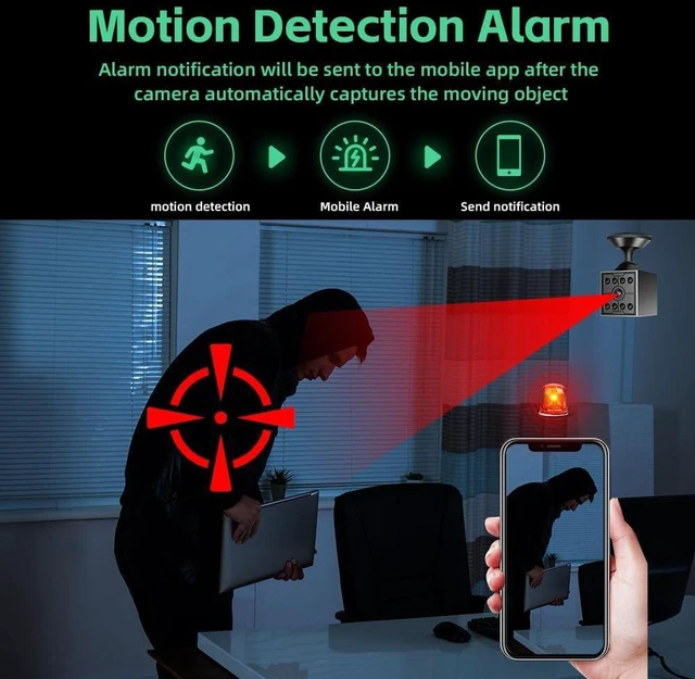 Alt view image 5 of 7 - Mini Home Security Camera, 1080P HD Hidden Spy Camera with Night Vision & Motion Detection, Phone App Alerts for Indoor/Outdoor Wireless Surveillance, Baby, Pet, Car (Without SD Card)