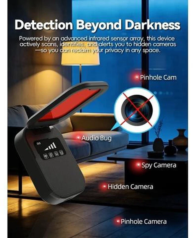 Alt view image 3 of 7 - Smart IR Hidden Camera RF GPS Anti Spy Detector T05 Infrared Detection, WiFi Signal Scanning, Portable Handheld, Multi-Threat Detection, Newly Upgraded