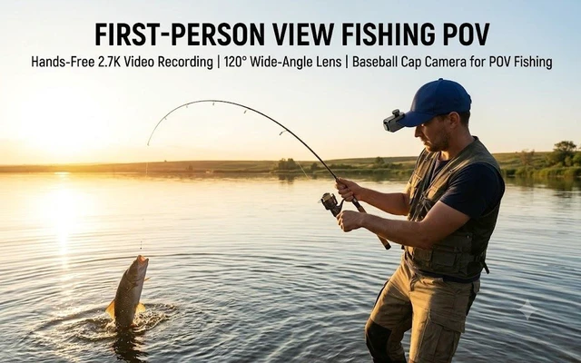 Alt view image 4 of 7 - DV200 2.7K Action Camera with 120° Wide Angle Lens, CMOS Sensor Hat Clip Camera with Wi-Fi & Anti-Shake, Hands-Free Wearable Video Recorder with 1.97" LCD Screen for Cycling, Hiking, Sports - Supports