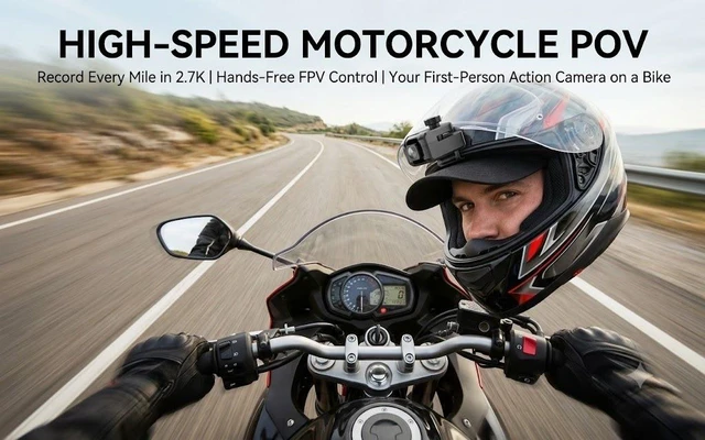 Alt view image 6 of 7 - DV200 2.7K Action Camera with 120° Wide Angle Lens, CMOS Sensor Hat Clip Camera with Wi-Fi & Anti-Shake, Hands-Free Wearable Video Recorder with 1.97" LCD Screen for Cycling, Hiking, Sports - Supports