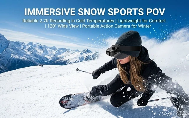 Alt view image 7 of 7 - DV200 2.7K Action Camera with 120° Wide Angle Lens, CMOS Sensor Hat Clip Camera with Wi-Fi & Anti-Shake, Hands-Free Wearable Video Recorder with 1.97" LCD Screen for Cycling, Hiking, Sports - Supports