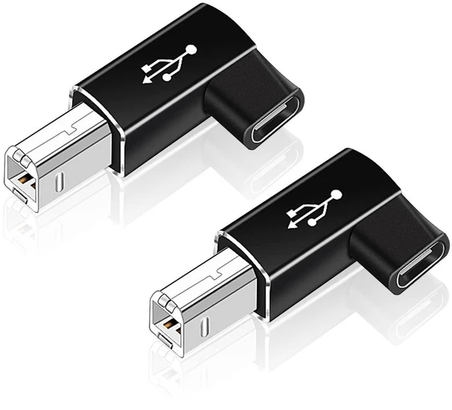 Main image of Vszerda 2 Pack USB B to USB C Adapter, 90 Degree Right Angle Type C Female to MIDI Converter Compatible with Printer, Electric Piano, Laptops and More Type-C Devices