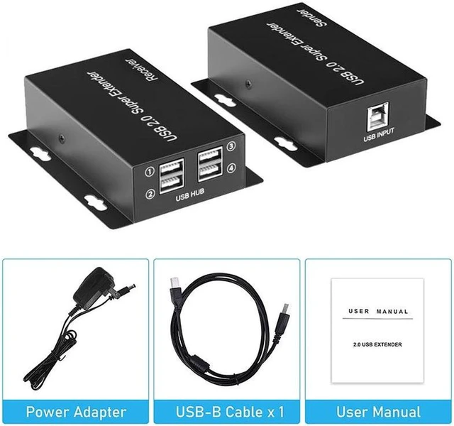 Alt view image 3 of 6 - USB Extender over Ethernet Rj45 Cat5e/6 Cable to 50M 4 Port USB 2.0 Hub Extension Transmit Support Touch Screen Webcam Printer(With US Plug)
