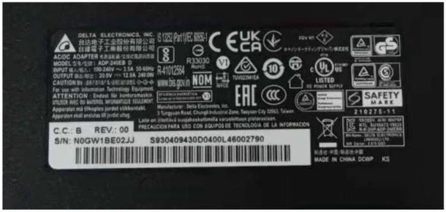 Alt view image 2 of 2 - 20V 12A 240W 4.5x3.0mm DELTA ADP-240EB D Power Supply AC Adapter For MSI Laptop Charger