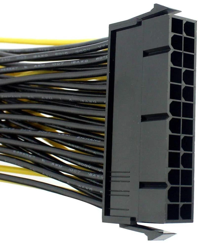Alt view image 5 of 5 - 24P 20+4 Pin Dual PSU Power Supply Cable,18AWG ATX Motherboard Mainboard Adapter Connector Cable Mining Extension Cable - 20cm (10 Pcs)