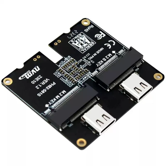 Main image of M.2 NVMe dual-drive hard drive adapter card JMS581 dual-protocol Type-c USB 3.1 Gen2 10Gbps