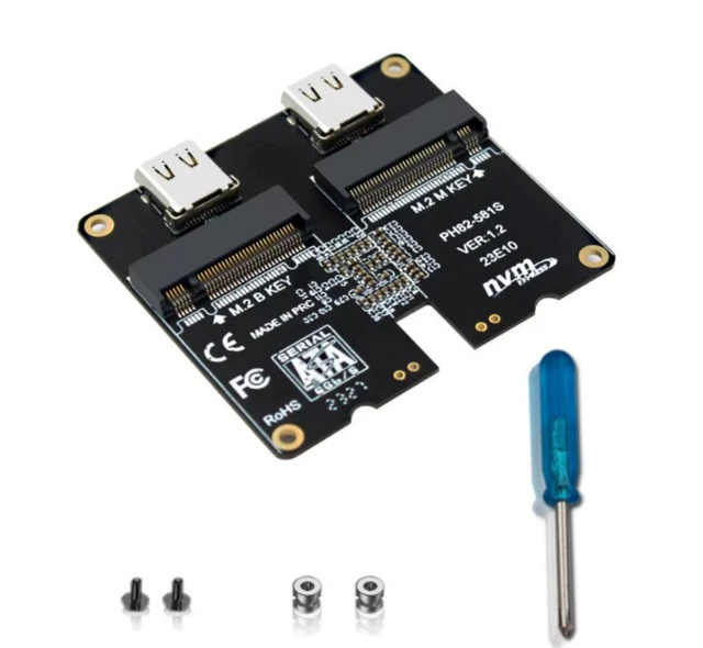Alt view image 3 of 4 - M.2 NVMe dual-drive hard drive adapter card JMS581 dual-protocol Type-c USB 3.1 Gen2 10Gbps