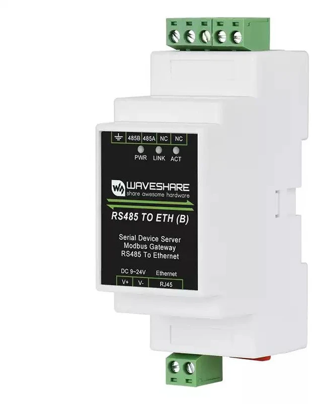 Main image of Serial port server - RS485 to RJ45 Ethernet module with POE TCP/IP to serial port module rail-mounted