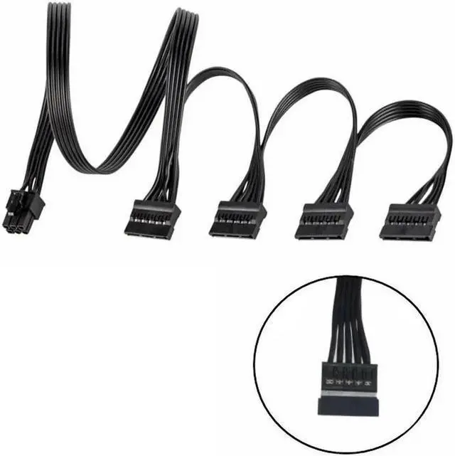 Main image of 4 SATA Male Straight SSD HDD Modular Power Cable for Seasonic PRIME Ultra 1000W 850W 750W 650W 550W GOLD Power