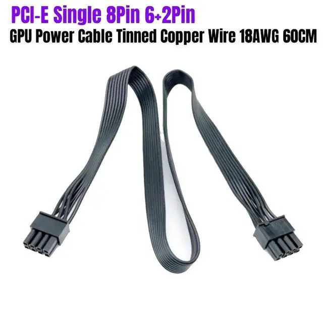 Alt view image 6 of 6 - PCI-e 8Pin to 8Pin 6+2Pin GPU Cable Flat 60cm 18AWG For CoolerMaster MWE GOLD 550W 650W 750W Fully Modular Not for MWE V2 Series