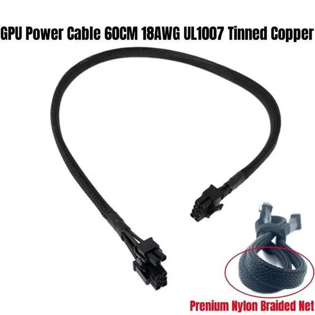 Alt view image 2 of 7 - 8Pin to 6+2Pin PCIe VGA GPU Graphic Card Power Cable Sleeved 60CM 18AWG for Seasonic Snow Silent 750W, 1050W, 1250W PSU