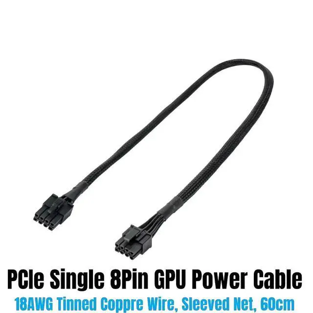 Alt view image 6 of 7 - 8Pin to 6+2Pin PCIe VGA GPU Graphic Card Power Cable Sleeved 60CM 18AWG for Seasonic Snow Silent 750W, 1050W, 1250W PSU