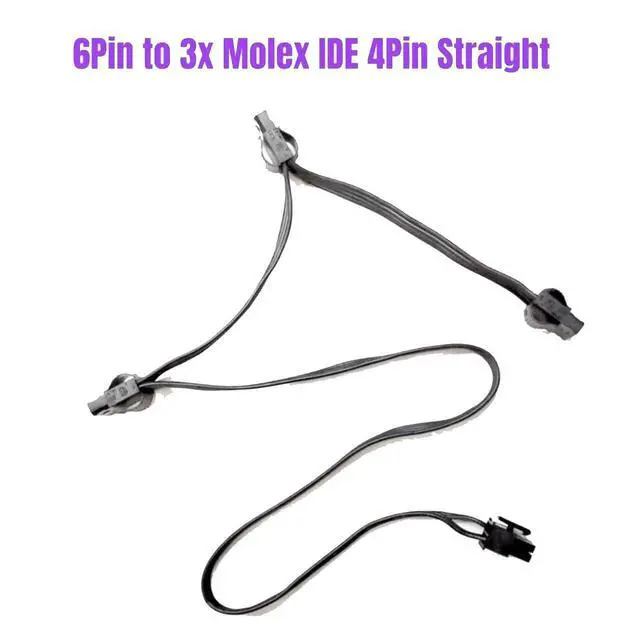 Alt view image 4 of 7 - 6Pin to 3 Molex IDE 4Pin Perif Straight Power Cable for Seasonic GM-650, GM-550, GM-500 GOLD Modular Power PSU