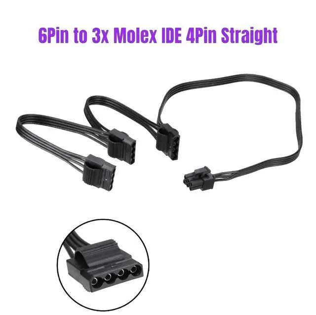 Alt view image 7 of 7 - 6Pin to 3 Molex IDE 4Pin Perif Straight Power Cable for Seasonic GM-650, GM-550, GM-500 GOLD Modular Power PSU