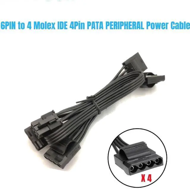 Alt view image 6 of 7 - PCIe 6Pin to 4 IDE Molex 4Pin GPU Power Supply Cable For Corsair CXM Series PSU CX850M CX750M CX600M CX500M CX430M 18AWG