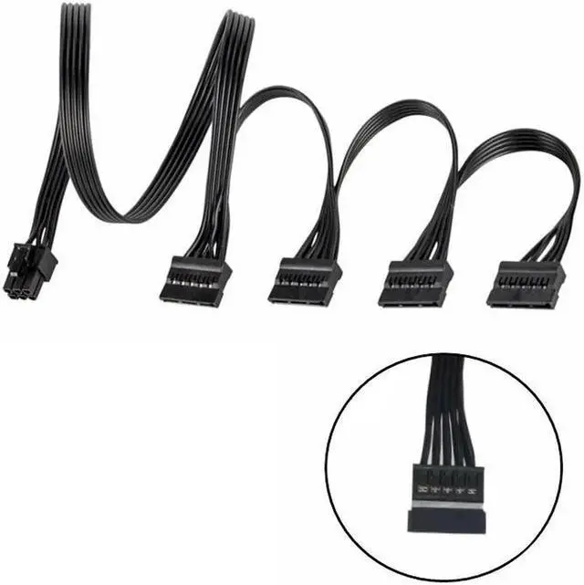 Alt view image 6 of 7 - 6Pin to 4 SATA Straight HDD SSD Power Cable for Seasonic CORE GX-650, GX-550, GX-500 GOLD Modular Power Unit