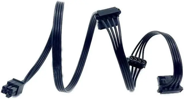 Alt view image 3 of 6 - 6Pin to 3 Molex IDE 4Pin Angled Peripheral Modular Power Cable for Seasonic PRIME 1000W 850W 750W 650W Titanium Power Supply PSU