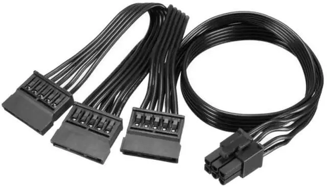 Alt view image 5 of 7 - 6Pin to 3 SATA Straight HDD SSD Power Cable for Seasonic PRIME SnowSilent 750W/650W/550W Modular Power Supply