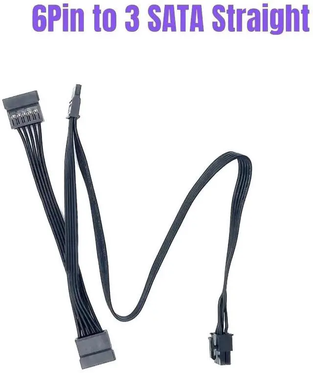 Alt view image 6 of 7 - 6Pin to 3 SATA Straight HDD SSD Power Cable for Seasonic PRIME SnowSilent 750W/650W/550W Modular Power Supply