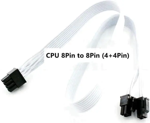 Alt view image 2 of 5 - White CPU Power Cable 8Pin to 4+4Pin for Seasonic FOCUS GX-1000 GX-850 GX-750 WHITE GOLD Modular Power Supply Unit 18AWG 60CM