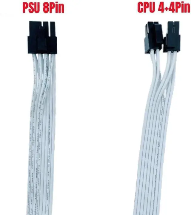 Alt view image 3 of 5 - White CPU Power Cable 8Pin to 4+4Pin for Seasonic FOCUS GX-1000 GX-850 GX-750 WHITE GOLD Modular Power Supply Unit 18AWG 60CM
