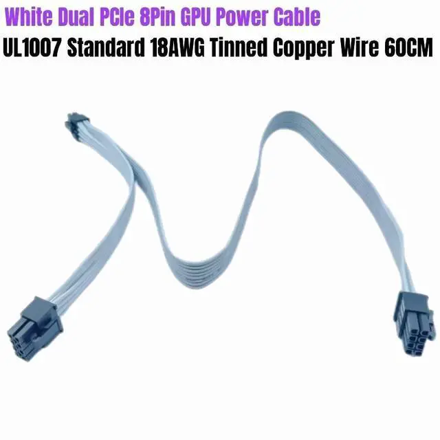 Alt view image 2 of 6 - PCIe 8Pin to Dual 8Pin 6+2Pin GPU PSU Cable 60+20cm For Corsair RM750x RM850x RM1000i Power Supply White Version 60CM 18AWG