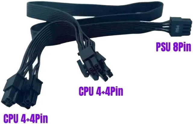Alt view image 2 of 7 - Dual 8 Pin 4+4 Pin EPS 12V CPU Power Supply Cable for Seasonic SSR-750TR, SSR-650PD2, SSR-550GD2 SNOWSILENT Modular PSU