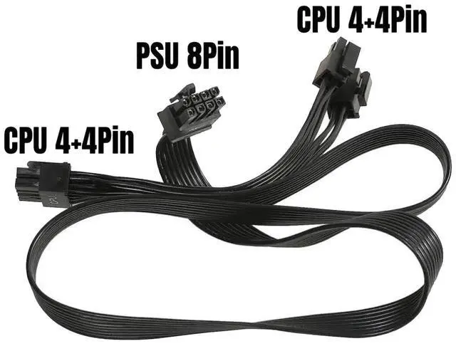 Alt view image 3 of 7 - Dual 8 Pin 4+4 Pin EPS 12V CPU Power Supply Cable for Seasonic SSR-750TR, SSR-650PD2, SSR-550GD2 SNOWSILENT Modular PSU